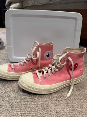 Converse Pink High-Top Sneakers with Heart Logo